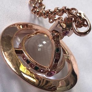 Vivienne Westwood Rose Gold / Clear Saturn Orb Necklace